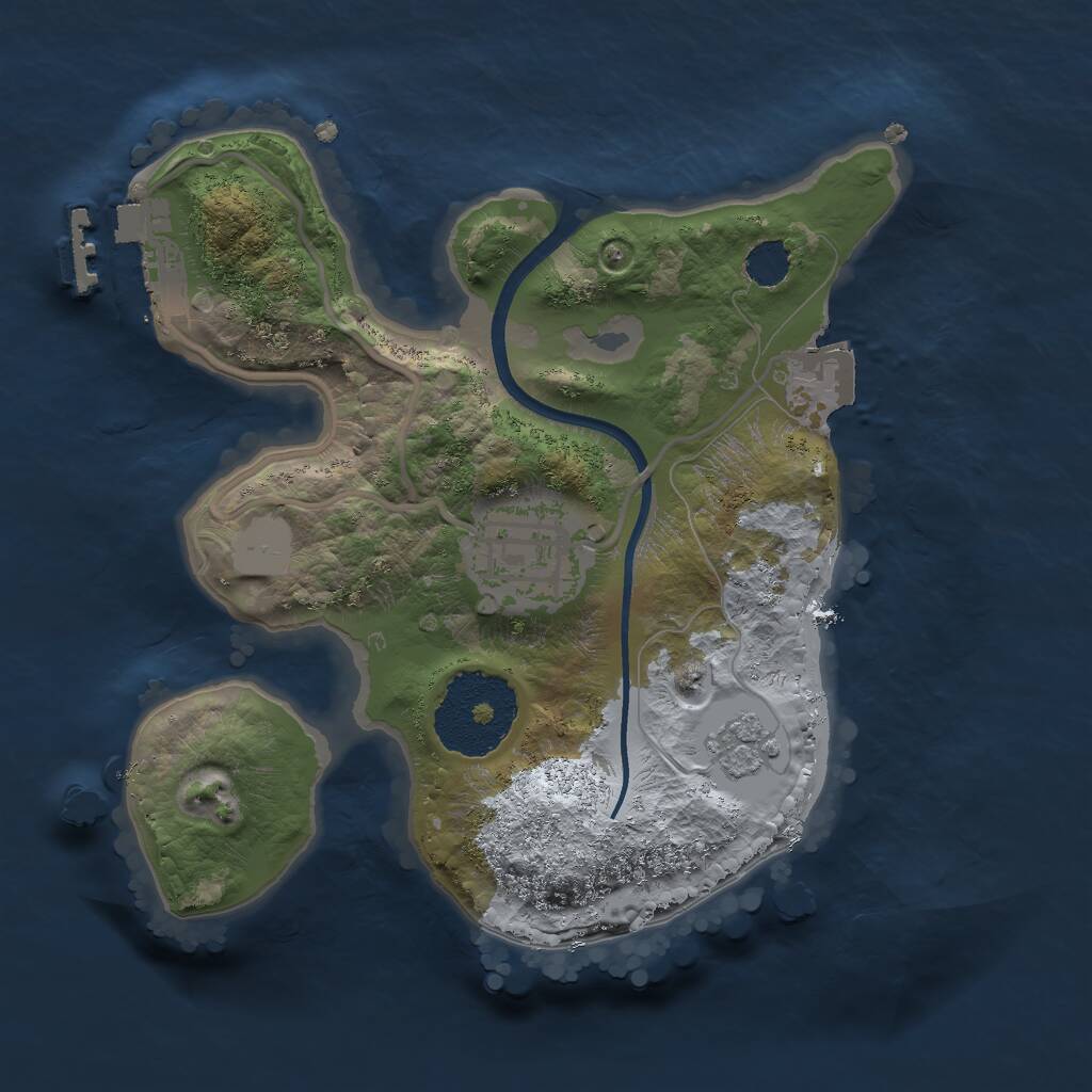 Rust Map: Procedural Map, Size: 2000, Seed: 826541572, 4 Monuments