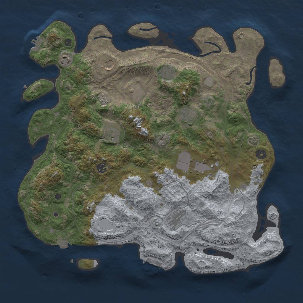 Rust Map: Procedural Map, Size: 4250, Seed: 1438591985, 18 Monuments