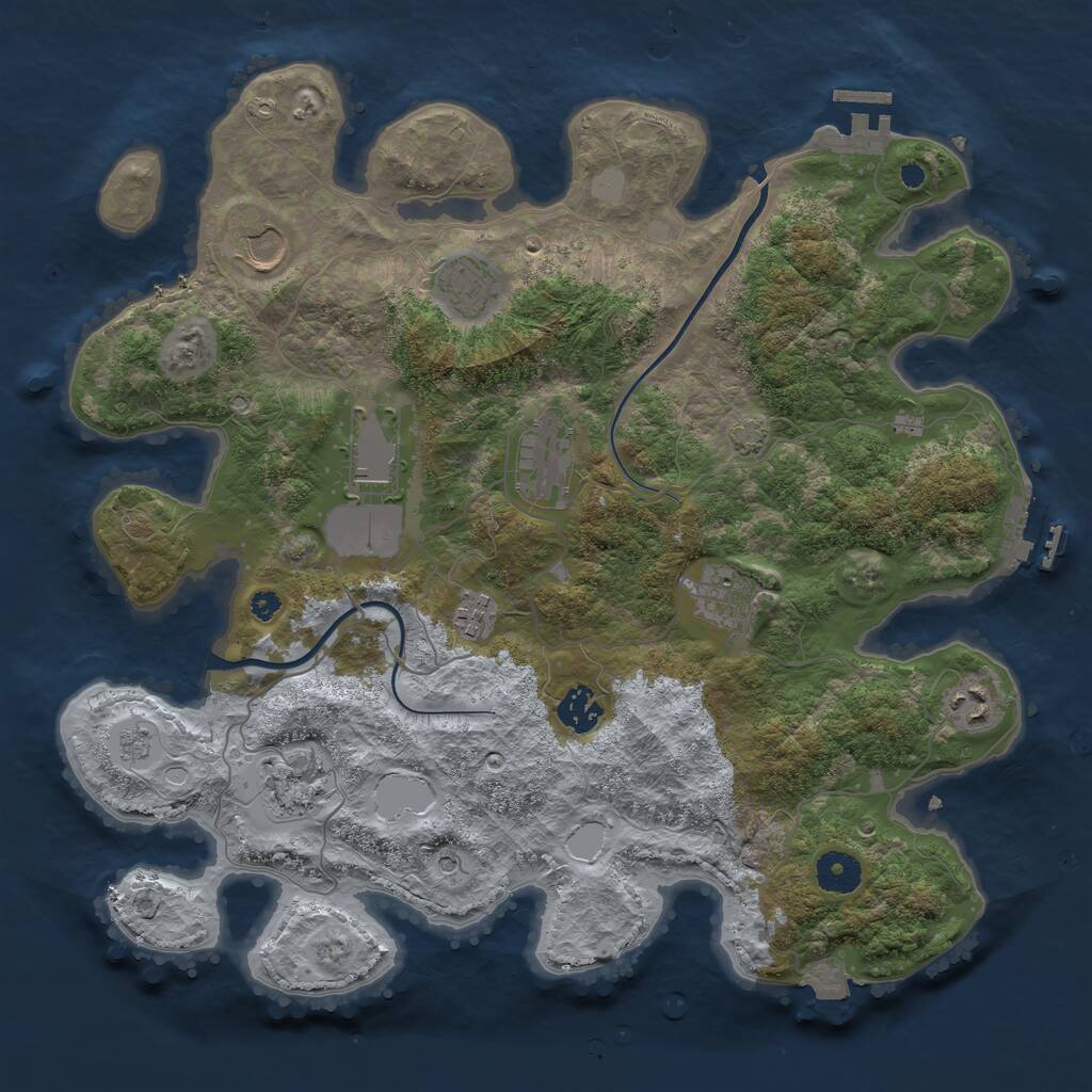 Rust Map: Procedural Map, Size: 3750, Seed: 184202745, 15 Monuments