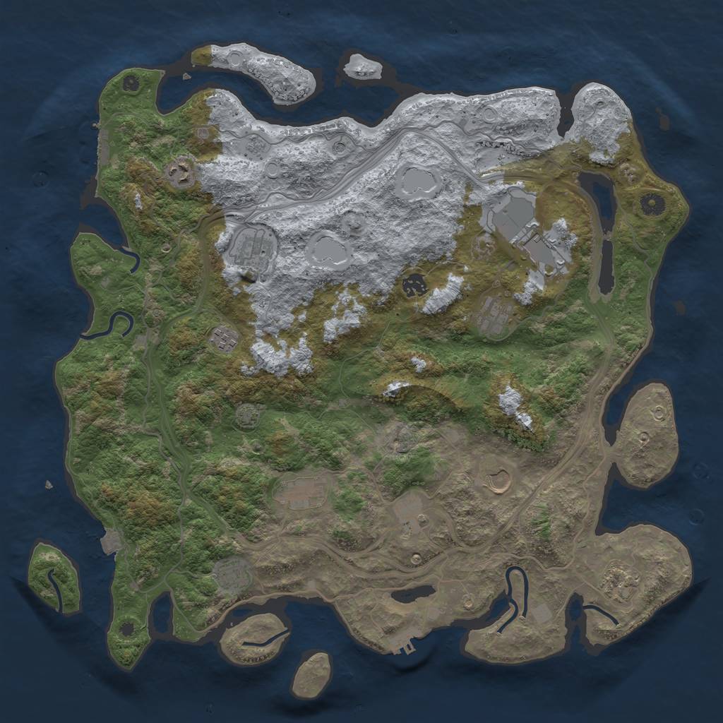 Rust Map: Procedural Map, Size: 4500, Seed: 1224729388, 19 Monuments