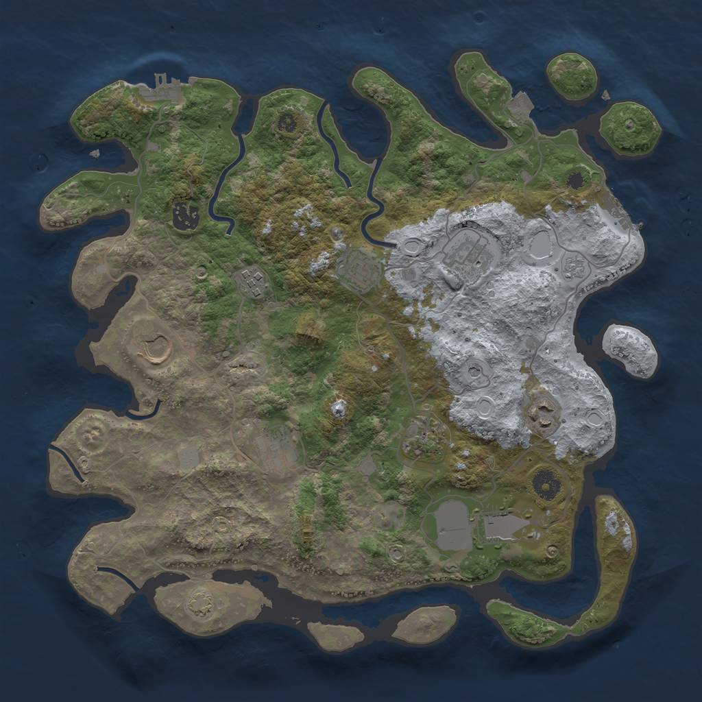 Rust Map: Procedural Map, Size: 3700, Seed: 45129819, 17 Monuments