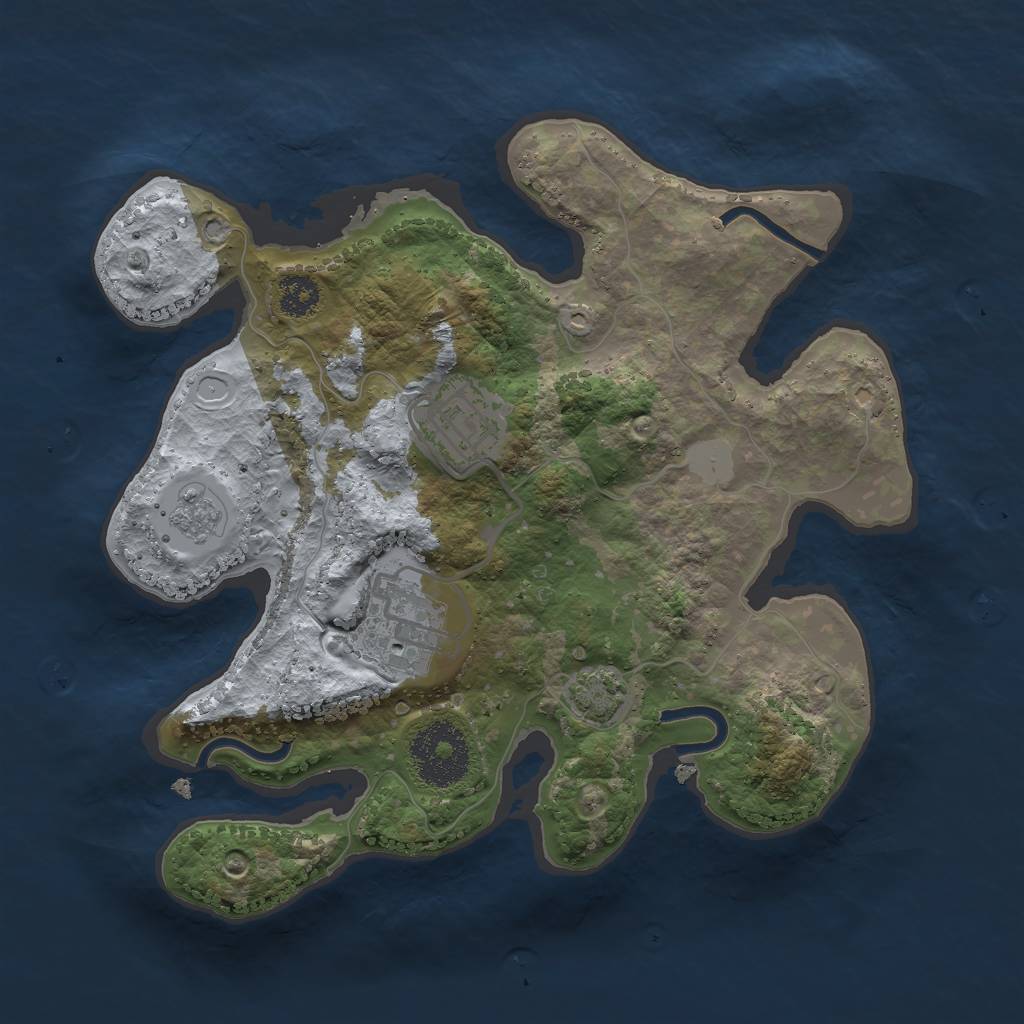 Rust Map: Procedural Map, Size: 2500, Seed: 454315671, 7 Monuments