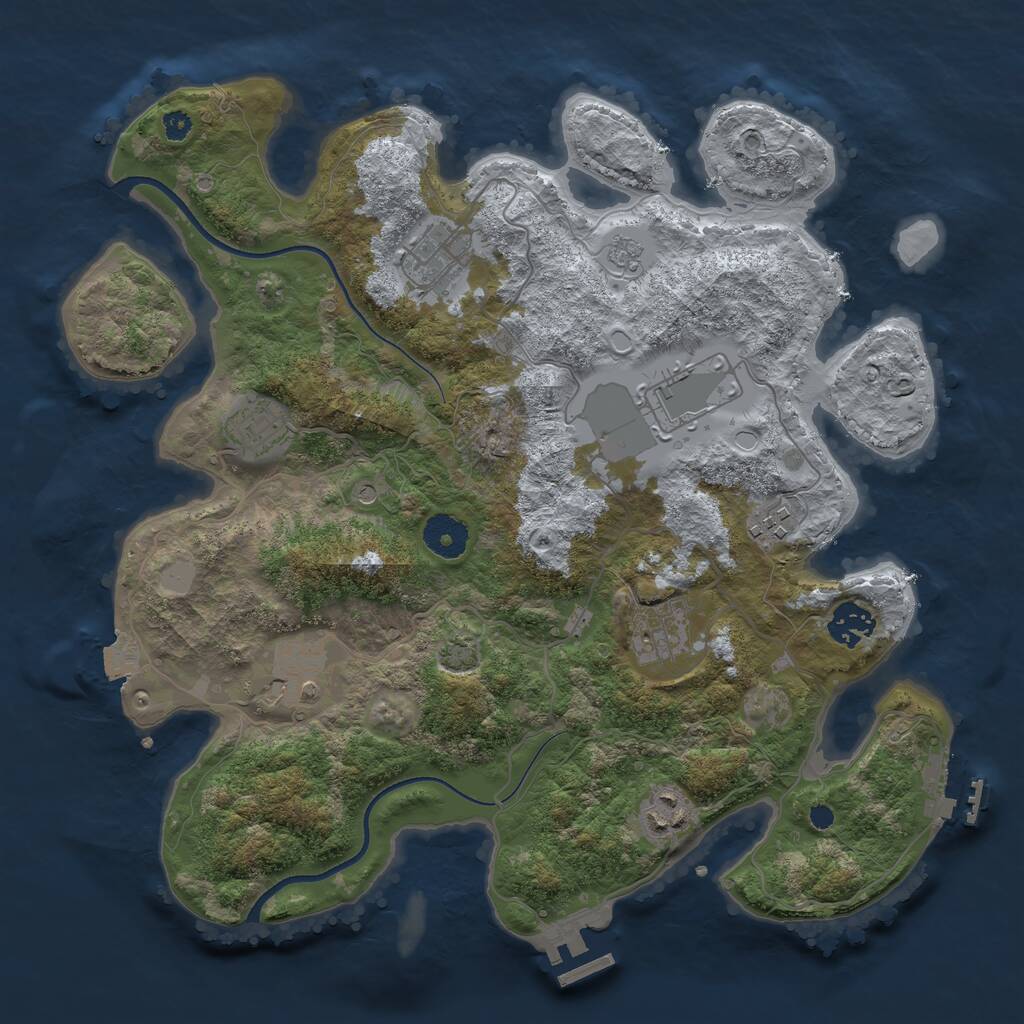 Rust Map: Procedural Map, Size: 3500, Seed: 1712638965, 14 Monuments