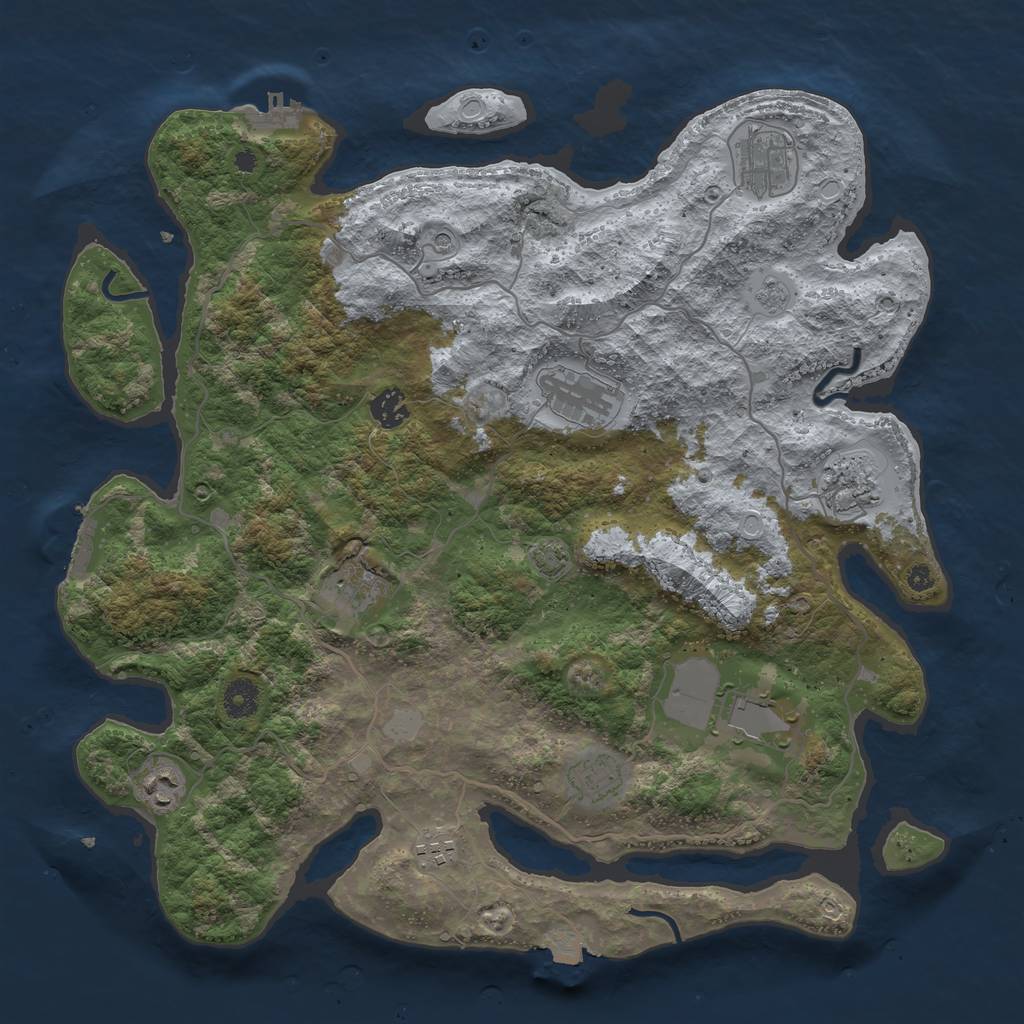 Rust Map: Procedural Map, Size: 4000, Seed: 299452, 17 Monuments