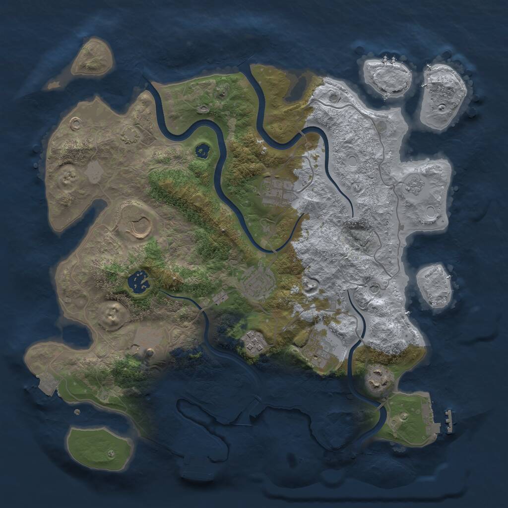 Rust Map: Procedural Map, Size: 3500, Seed: 1827255556, 14 Monuments