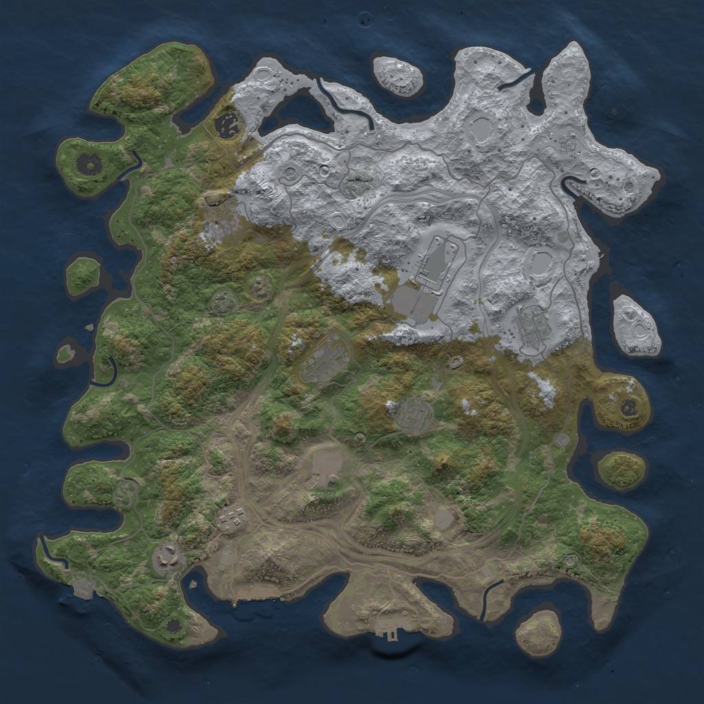 Rust Map: Procedural Map, Size: 4250, Seed: 369174, 17 Monuments