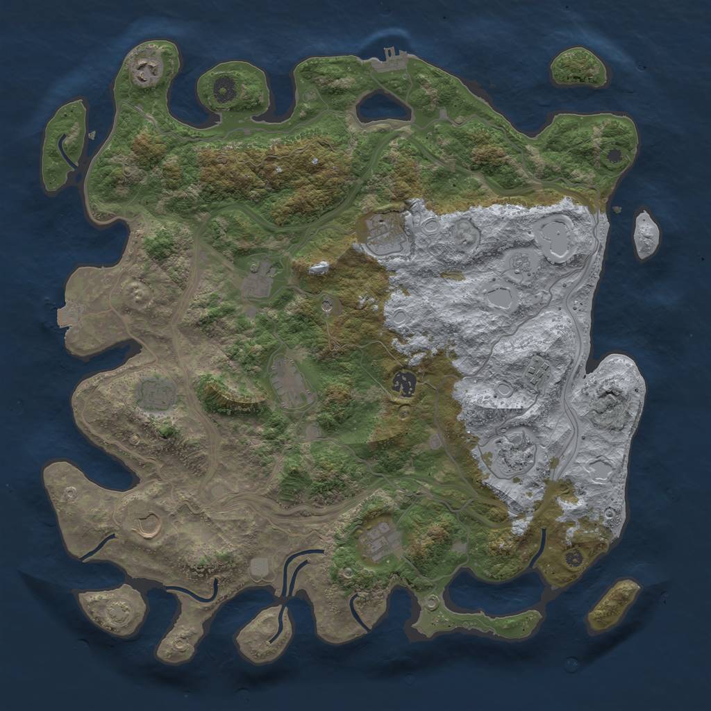 Rust Map: Procedural Map, Size: 4250, Seed: 1910721893, 17 Monuments