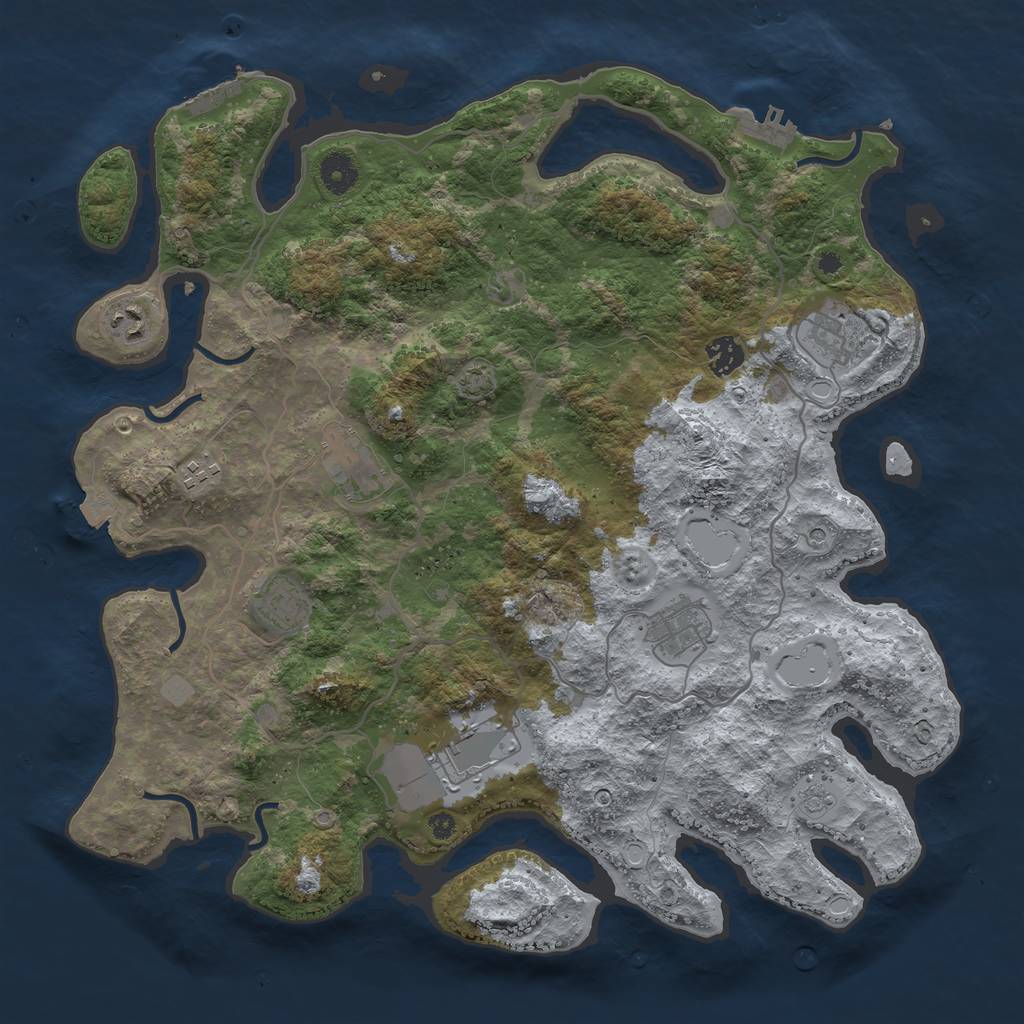 Rust Map: Procedural Map, Size: 4000, Seed: 902999570, 16 Monuments