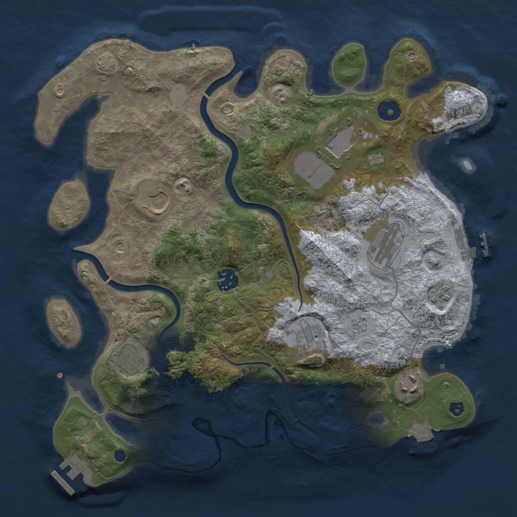 Rust Map: Procedural Map, Size: 3500, Seed: 704568158, 14 Monuments