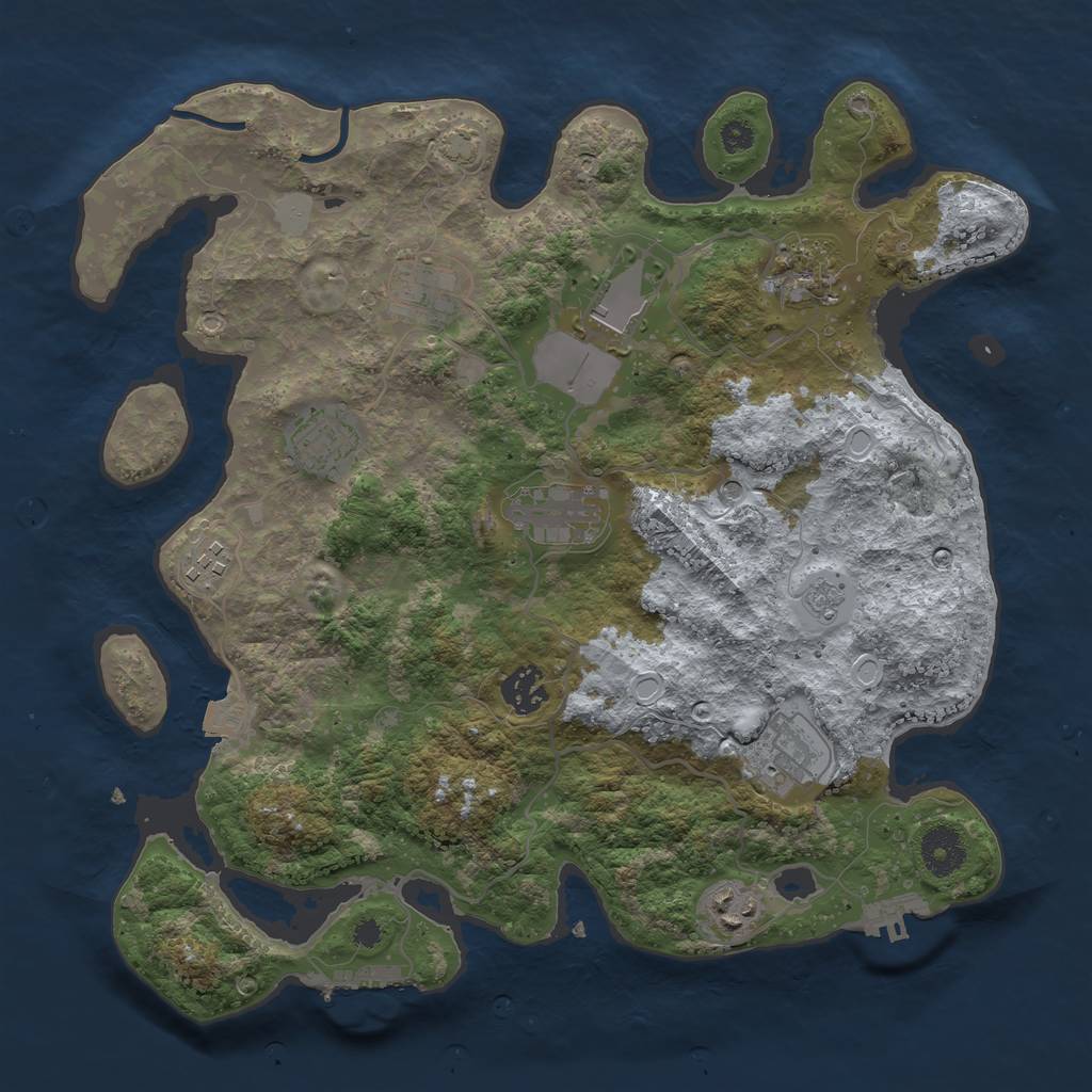 Rust Map: Procedural Map, Size: 3500, Seed: 704568158, 17 Monuments