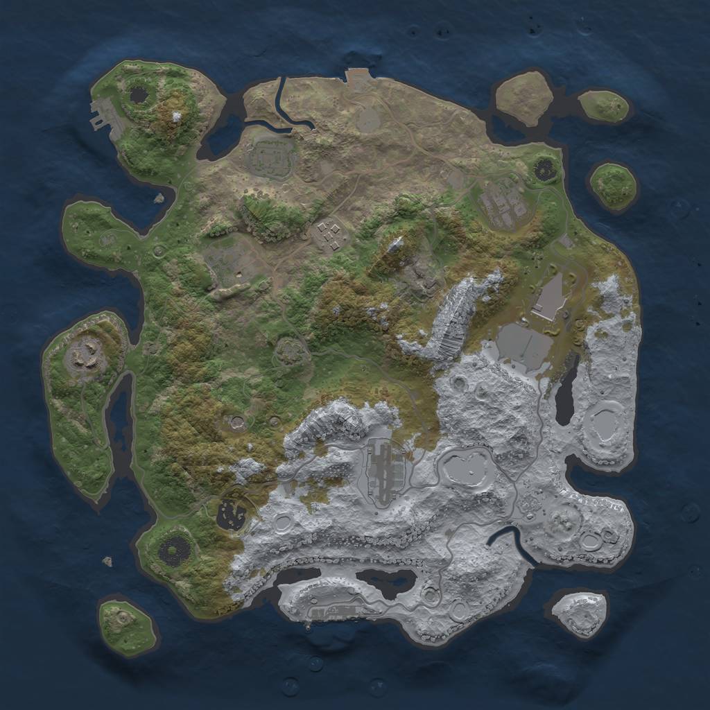 Rust Map: Procedural Map, Size: 3500, Seed: 753753, 16 Monuments