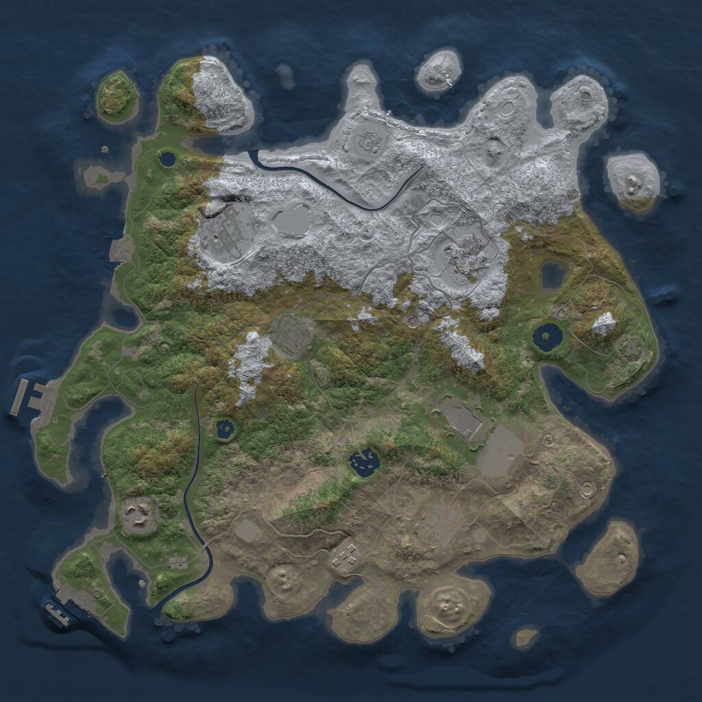Rust Map: Procedural Map, Size: 3750, Seed: 6590, 14 Monuments