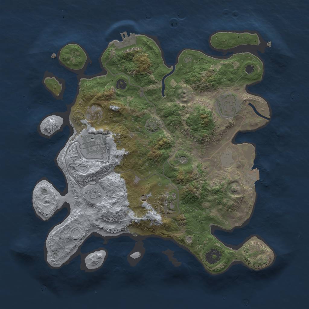 Rust Map: Procedural Map, Size: 3000, Seed: 4324234, 10 Monuments