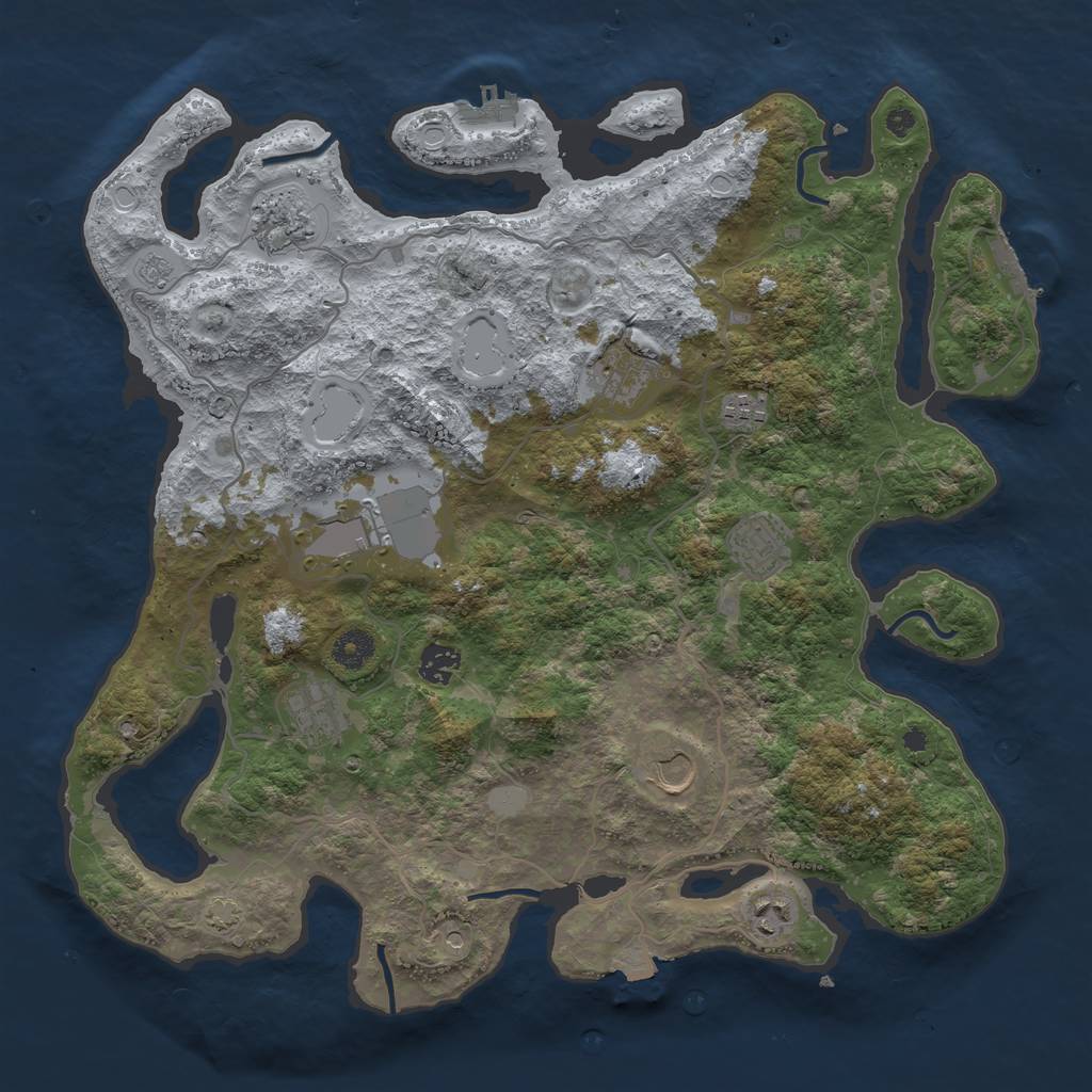 Rust Map: Procedural Map, Size: 4000, Seed: 769591509, 17 Monuments