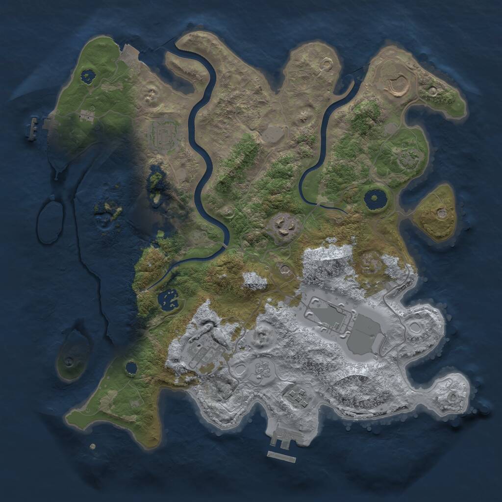 Rust Map: Procedural Map, Size: 3500, Seed: 113727229, 14 Monuments