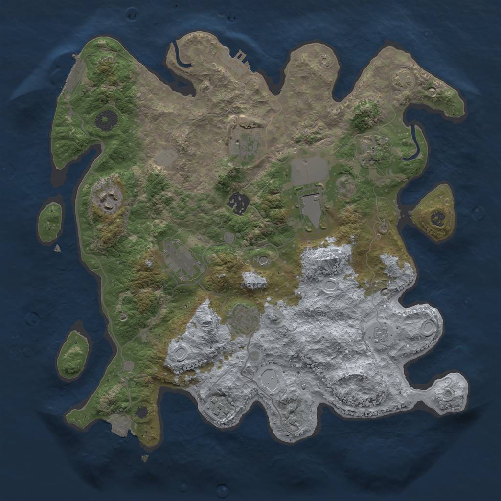 Rust Map: Procedural Map, Size: 3500, Seed: 113727229, 16 Monuments