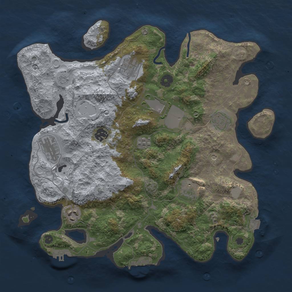 Rust Map: Procedural Map, Size: 3500, Seed: 2894013, 16 Monuments
