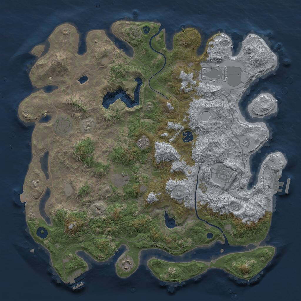 Rust Map: Procedural Map, Size: 4000, Seed: 50150, 13 Monuments