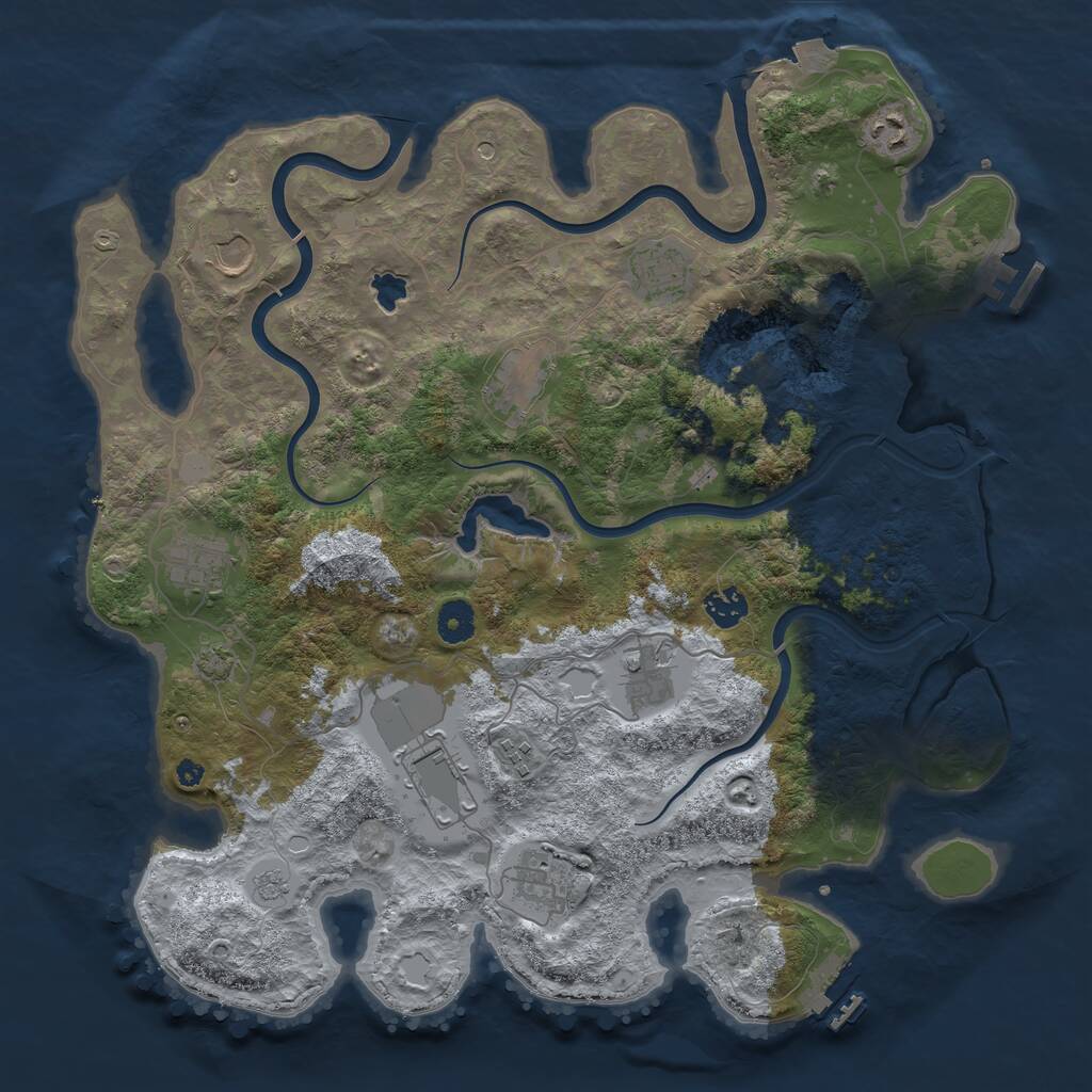 Rust Map: Procedural Map, Size: 4000, Seed: 244294455, 16 Monuments