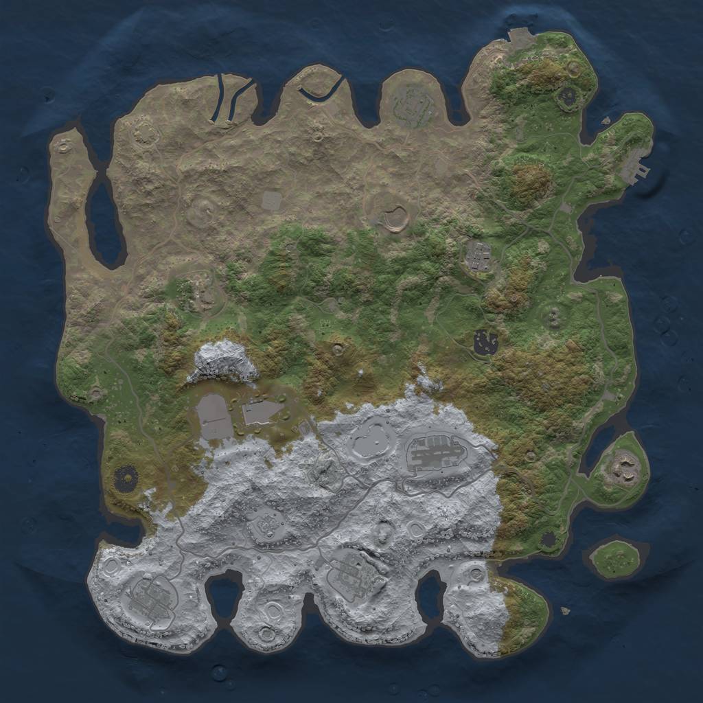 Rust Map: Procedural Map, Size: 4000, Seed: 244294455, 17 Monuments