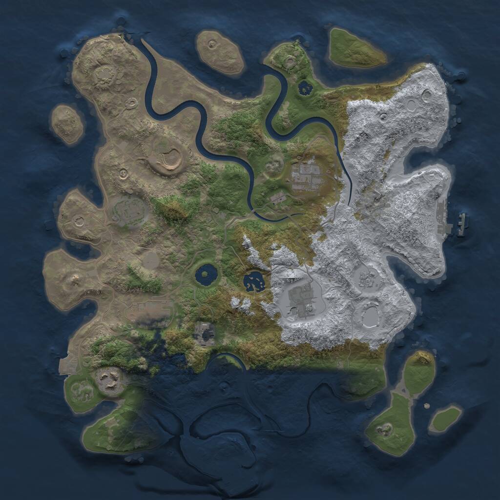 Rust Map: Procedural Map, Size: 3500, Seed: 284242530, 14 Monuments