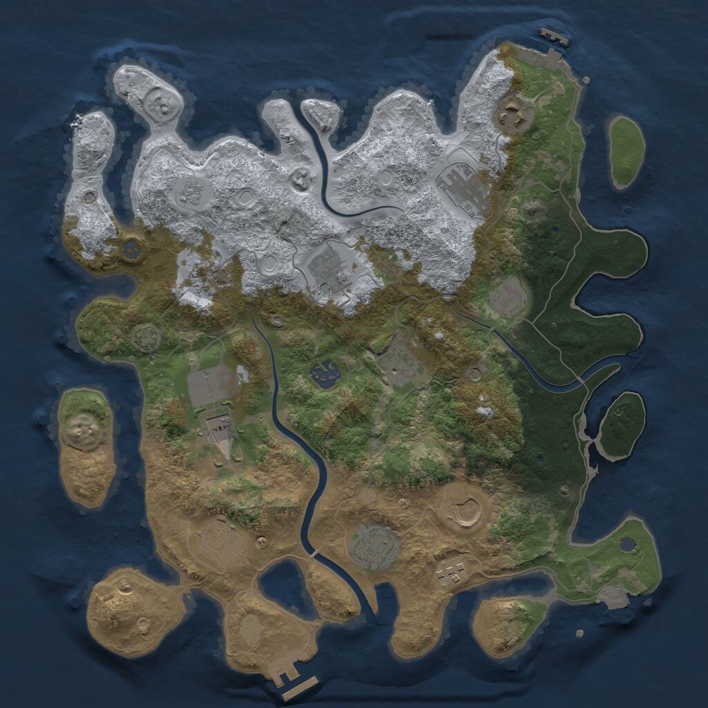 Rust Map: Procedural Map, Size: 3700, Seed: 42400891, 19 Monuments