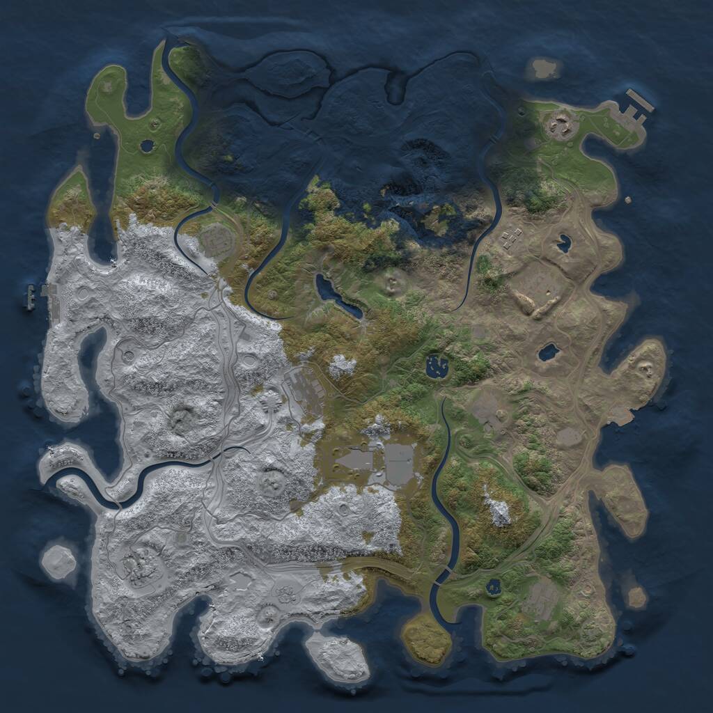 Rust Map: Procedural Map, Size: 4500, Seed: 54312, 16 Monuments