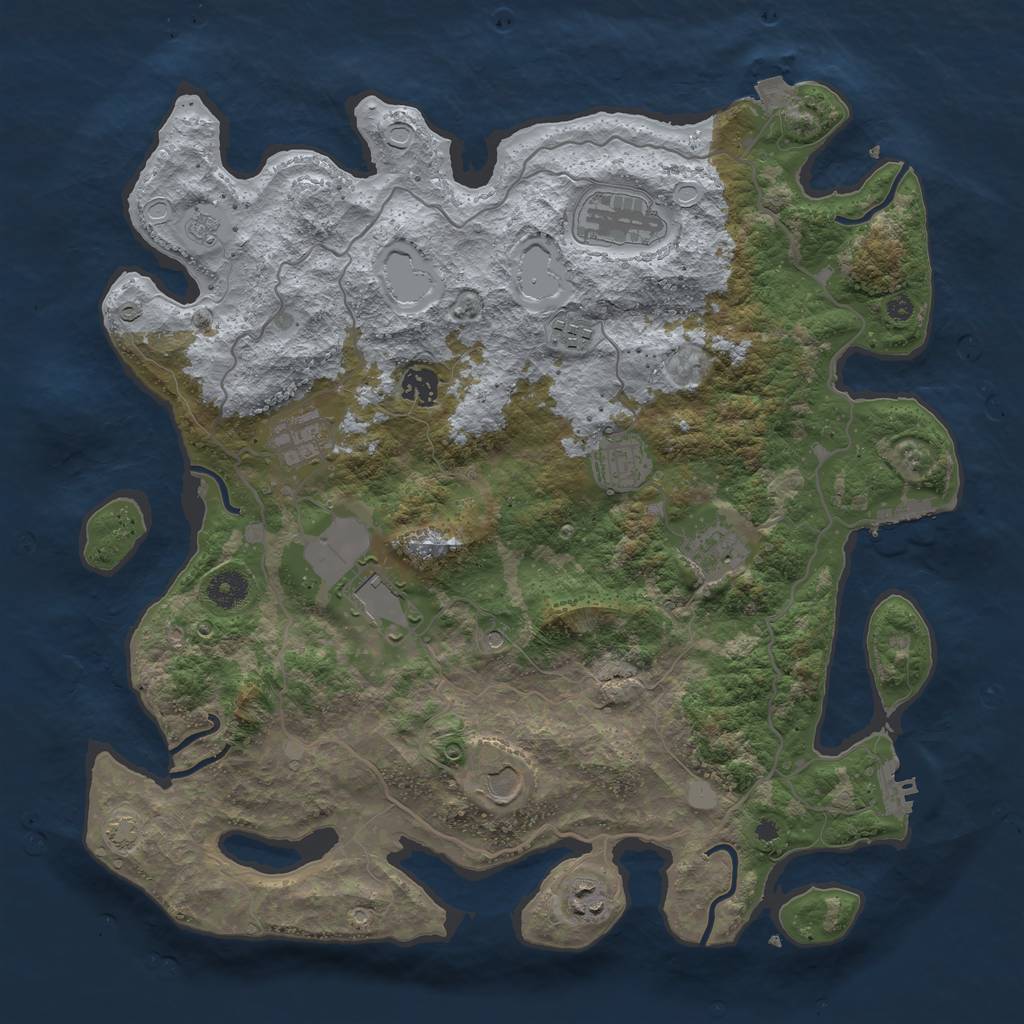 Rust Map: Procedural Map, Size: 4000, Seed: 62316074, 17 Monuments