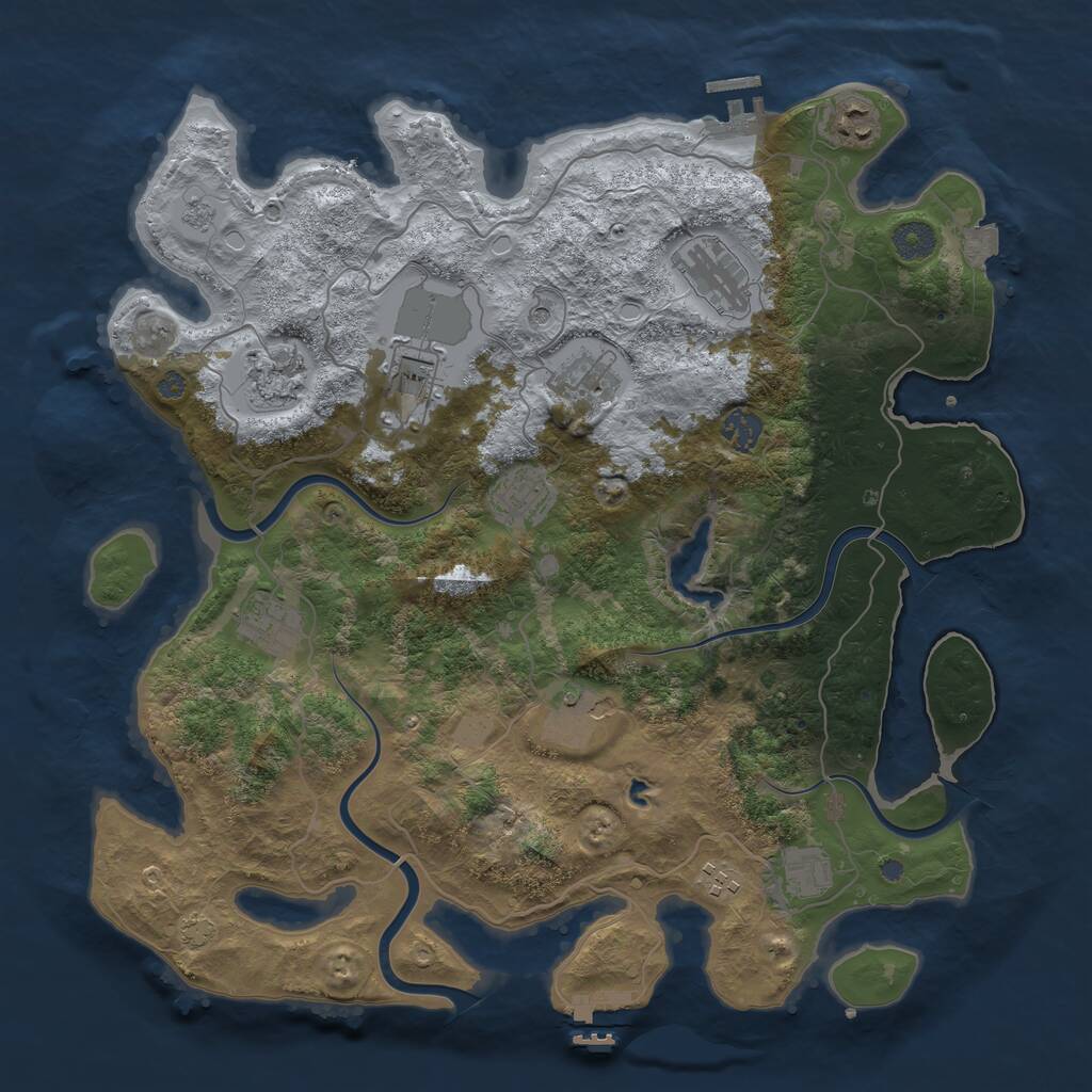 Rust Map: Procedural Map, Size: 4000, Seed: 62316074, 18 Monuments