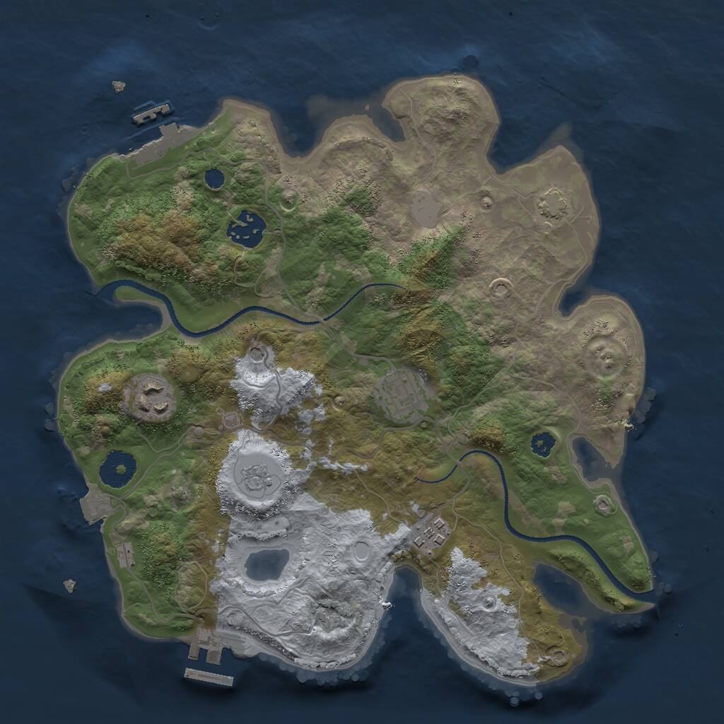 Rust Map: Procedural Map, Size: 3000, Seed: 1223911103, 10 Monuments