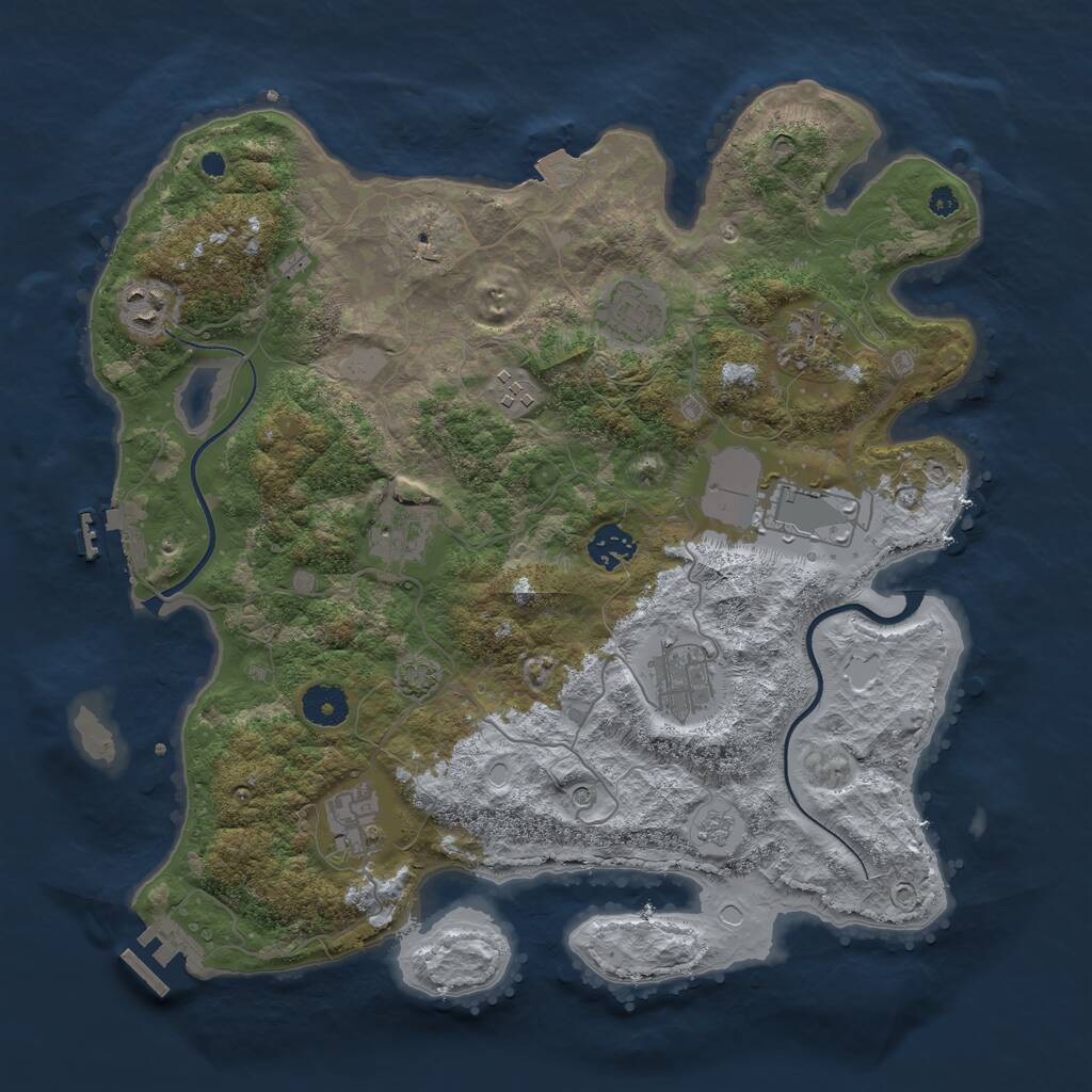 Rust Map: Procedural Map, Size: 3700, Seed: 1162573209, 15 Monuments