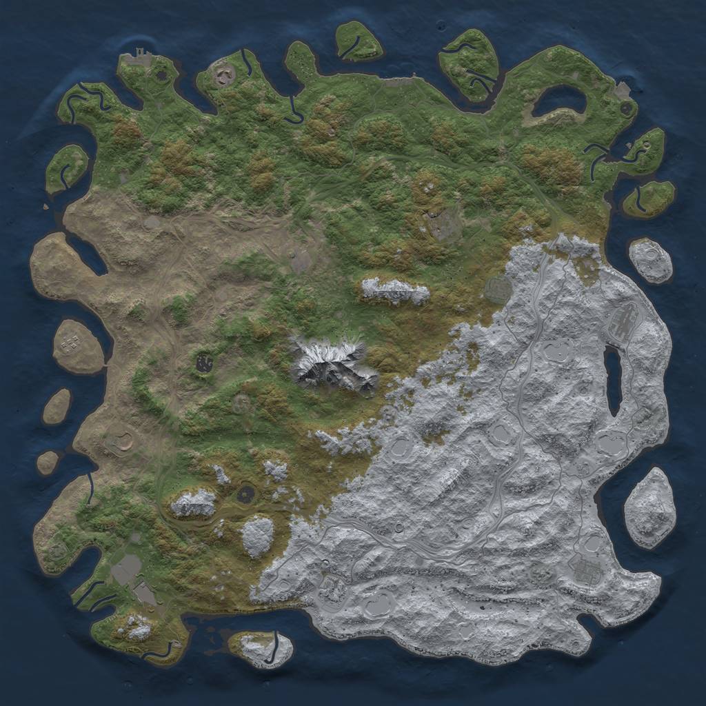 Rust Map: Procedural Map, Size: 6000, Seed: 999666, 19 Monuments