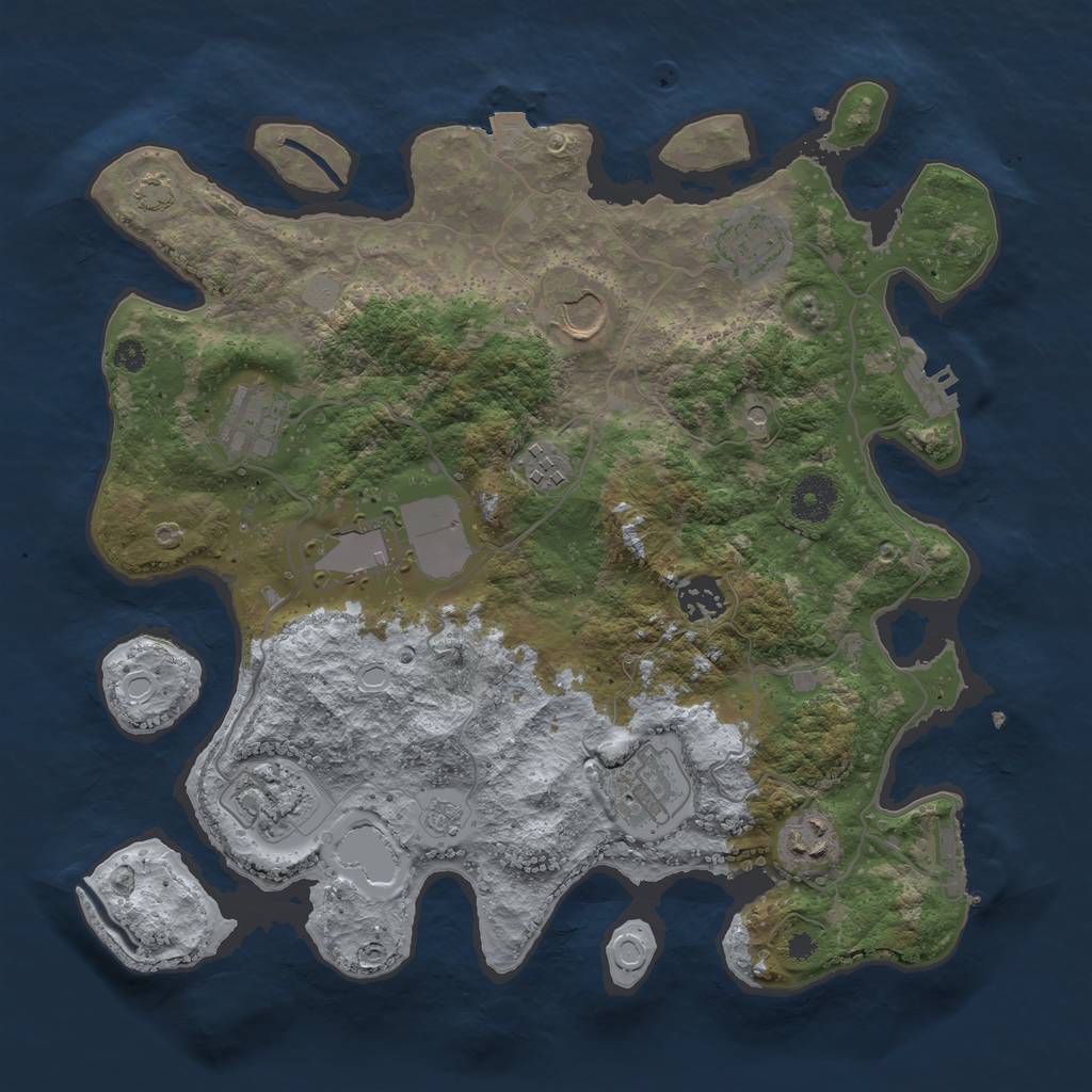 Rust Map: Procedural Map, Size: 3500, Seed: 2030357622, 17 Monuments