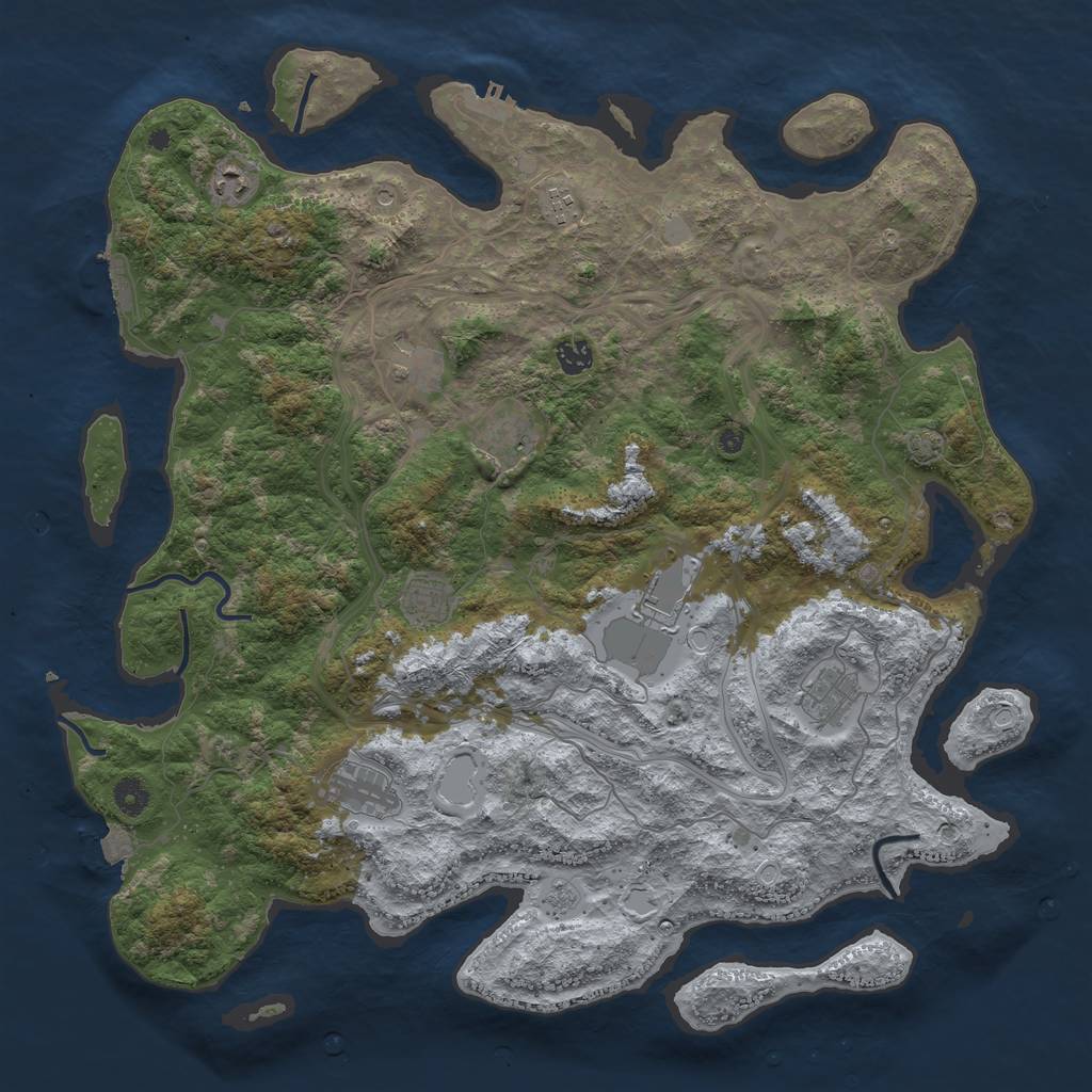 Rust Map: Procedural Map, Size: 4500, Seed: 1143149713, 17 Monuments