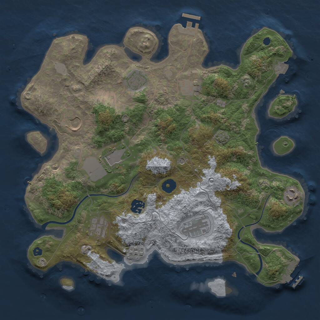 Rust Map: Procedural Map, Size: 3500, Seed: 407084046, 14 Monuments