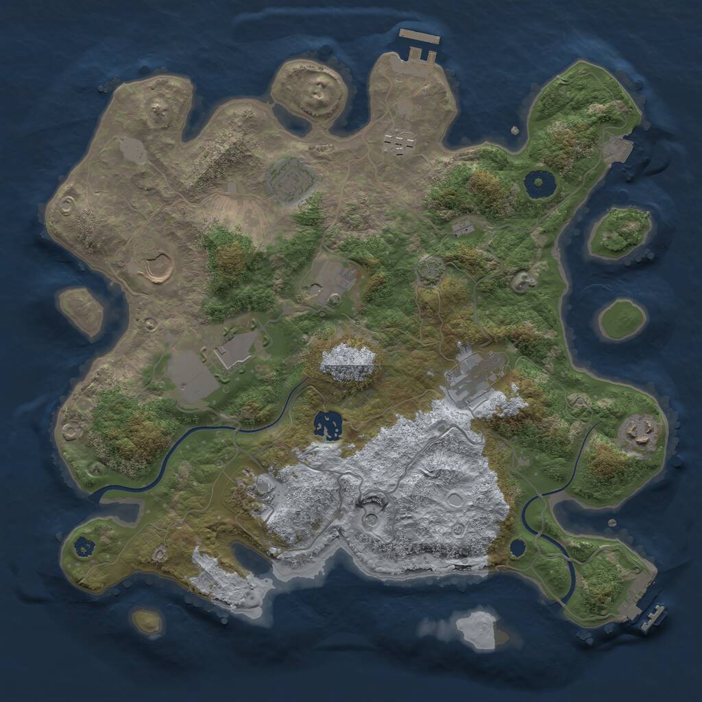 Rust Map: Procedural Map, Size: 3500, Seed: 407084046, 14 Monuments