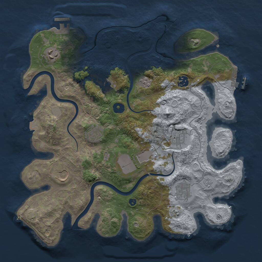 Rust Map: Procedural Map, Size: 3500, Seed: 135886231, 15 Monuments