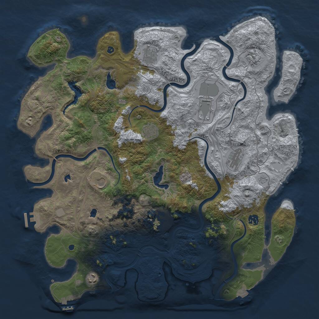 Rust Map: Procedural Map, Size: 4500, Seed: 424048097, 16 Monuments