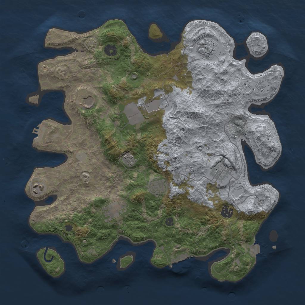 Rust Map: Procedural Map, Size: 3700, Seed: 102, 17 Monuments