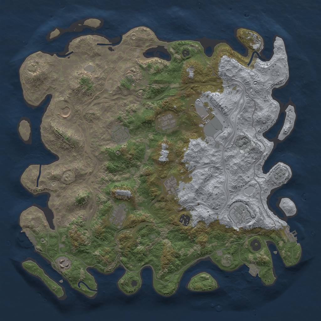 Rust Map: Procedural Map, Size: 4350, Seed: 304657791, 19 Monuments