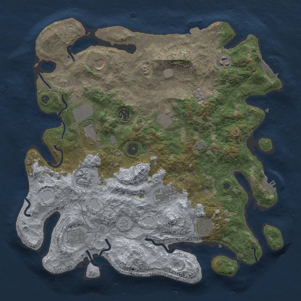 Rust Map: Procedural Map, Size: 3850, Seed: 560447872, 18 Monuments