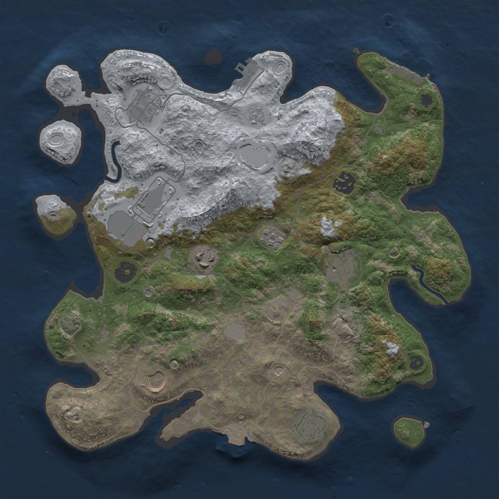 Rust Map: Procedural Map, Size: 3500, Seed: 115407789, 16 Monuments