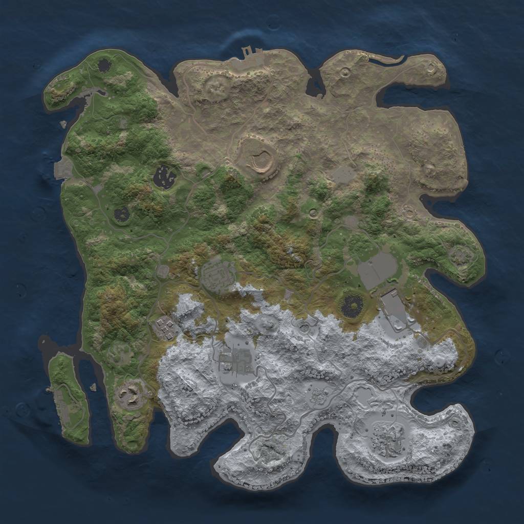 Rust Map: Procedural Map, Size: 3500, Seed: 565020724, 16 Monuments