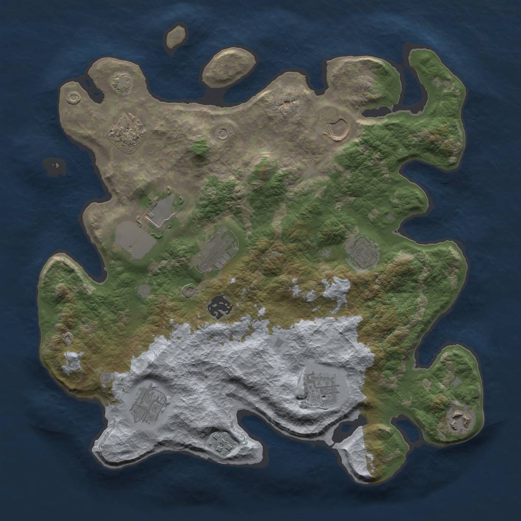 Rust Map: Barren, Size: 3500, Seed: 1083421250, 14 Monuments