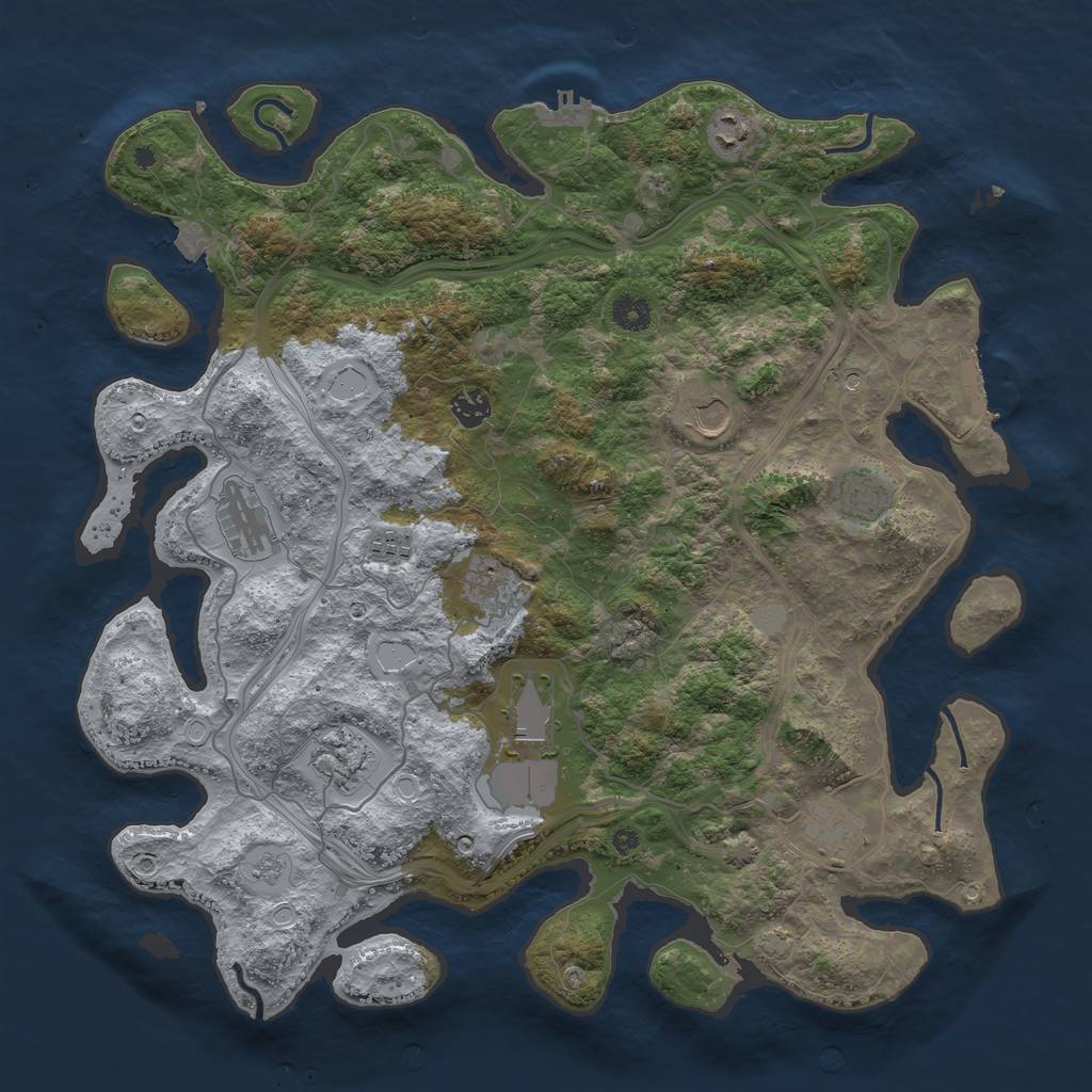 Rust Map: Procedural Map, Size: 4250, Seed: 641242826, 18 Monuments
