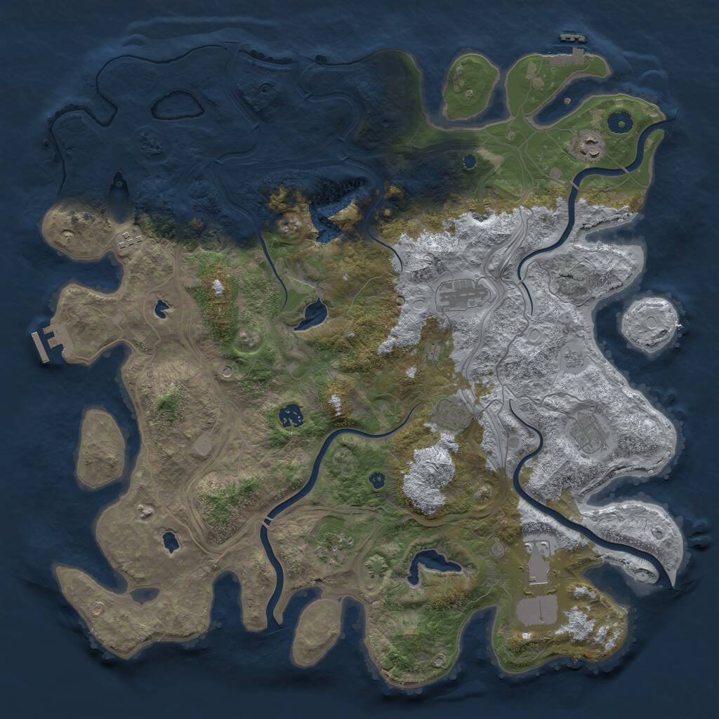 Rust Map: Procedural Map, Size: 4500, Seed: 1741857645, 14 Monuments