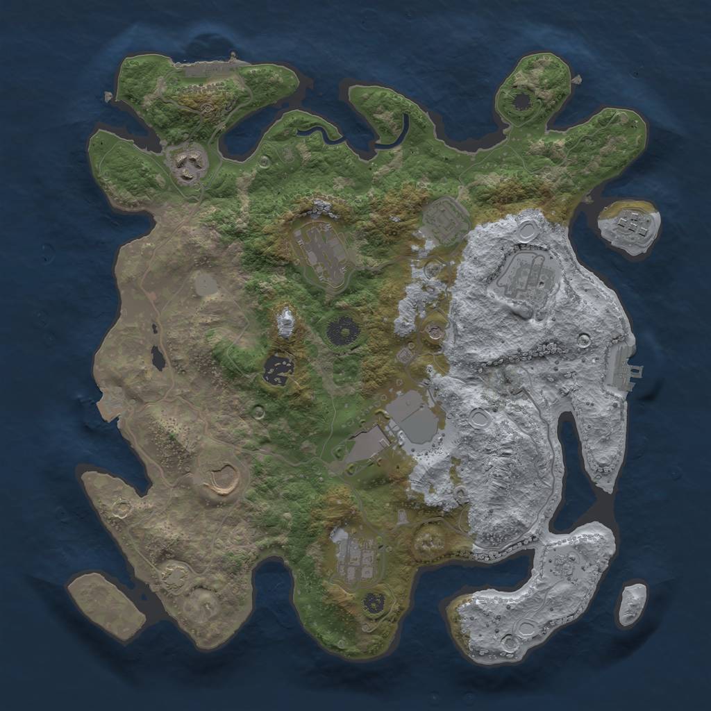 Rust Map: Procedural Map, Size: 3500, Seed: 1782492847, 17 Monuments