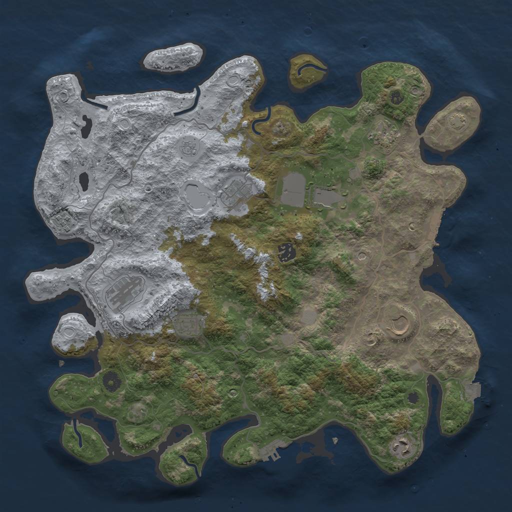 Rust Map: Procedural Map, Size: 4000, Seed: 228381958, 17 Monuments