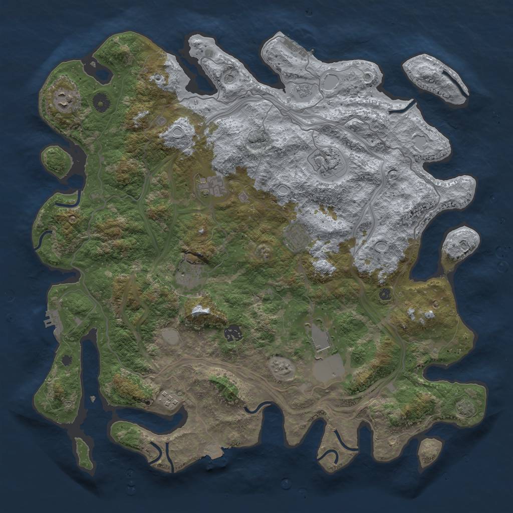 Rust Map: Procedural Map, Size: 4300, Seed: 722280805, 16 Monuments