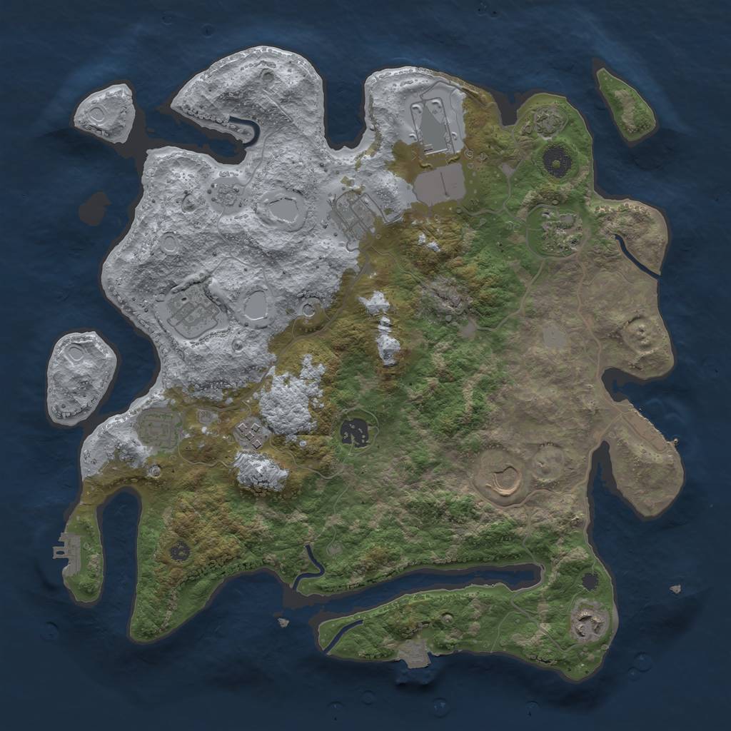 Rust Map: Procedural Map, Size: 3700, Seed: 686768688, 17 Monuments